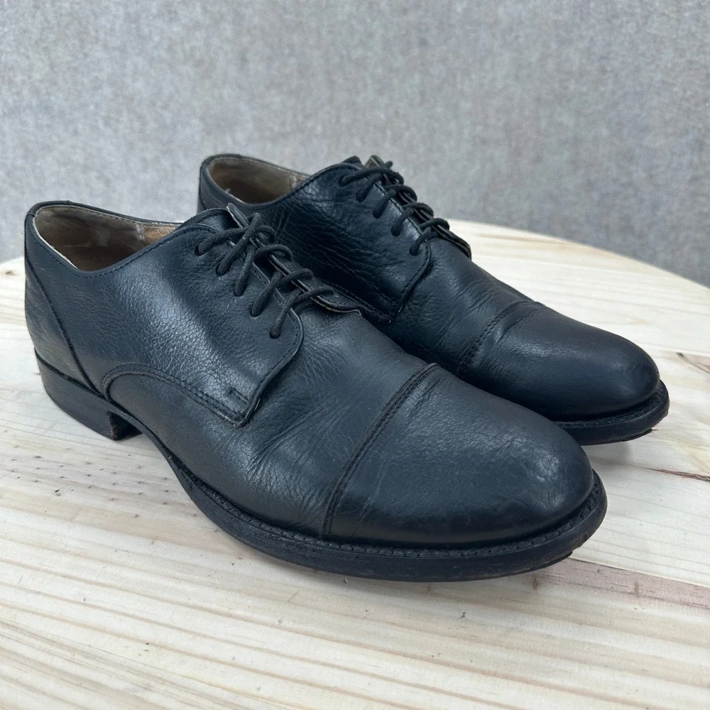 Frye Black Leather Cap‎ Toe Oxford Shoes Mens 9.5 B Dress Derby